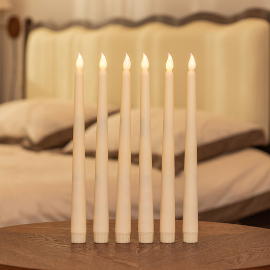 Beige Taper Pillar Candle with Remote Flame Tip