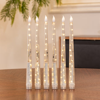 compare product Clear Taper Pillar LED Candle, String Lights Remote Flame Tip