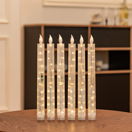 Clear Gear‑Textured Pillar Candle, String Lights Remote Flame Tip