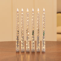 Clear Spiral Pillar Candle, String Lights Remote Flame Tip