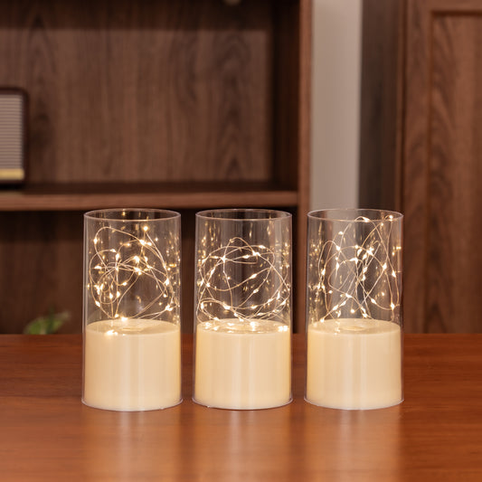 75mm Flat‑Top Plastic Votive Candle, Star Lights