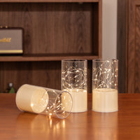 75mm Flat‑Top Plastic Votive Candle, Star Lights