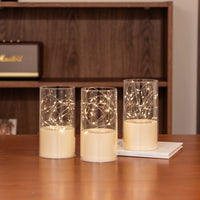 75mm Flat‑Top Plastic Votive Candle, Star Lights