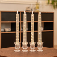 Clear Gear‑Textured Pillar Candle, String Lights Remote Flame Tip
