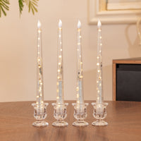 Clear Taper Pillar LED Candle, String Lights Remote Flame Tip