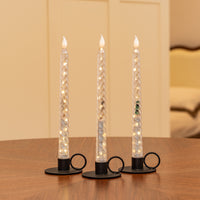 Clear Spiral Pillar Candle, String Lights Remote Flame Tip
