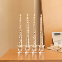 Diamond‑Textured Clear Pillar Candle, String Lights Remote Flame Tip