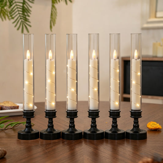 6pcs Black Candle Stand Base Lamp String Cup Wax Rod Wax Bullet