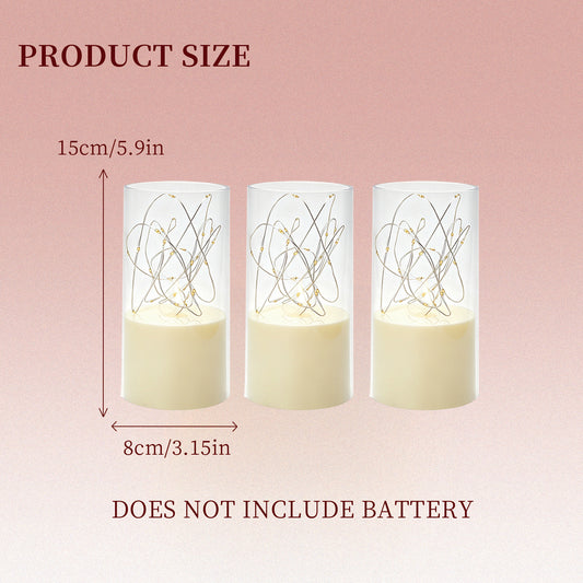 75mm Flat‑Top Plastic Votive Candle, Star Lights