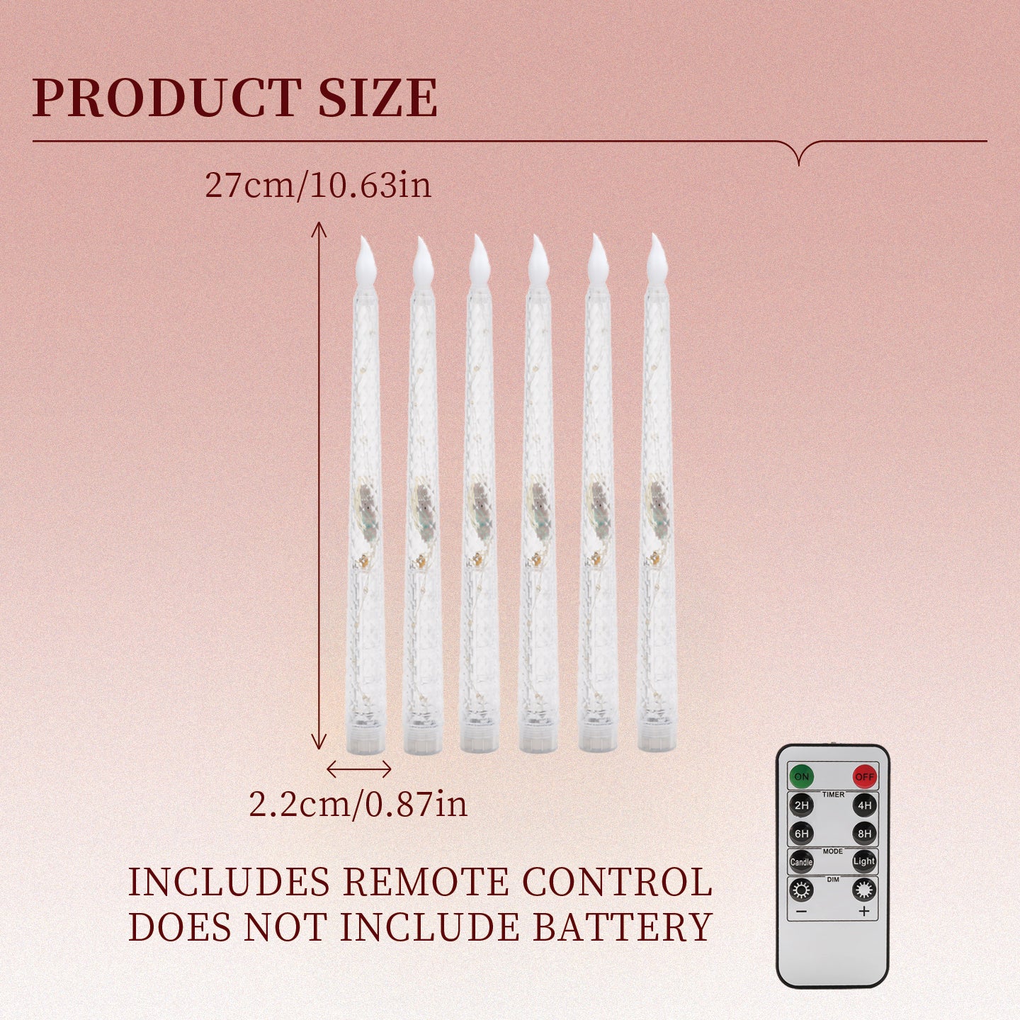 Diamond‑Textured Clear Pillar Candle, String Lights Remote Flame Tip