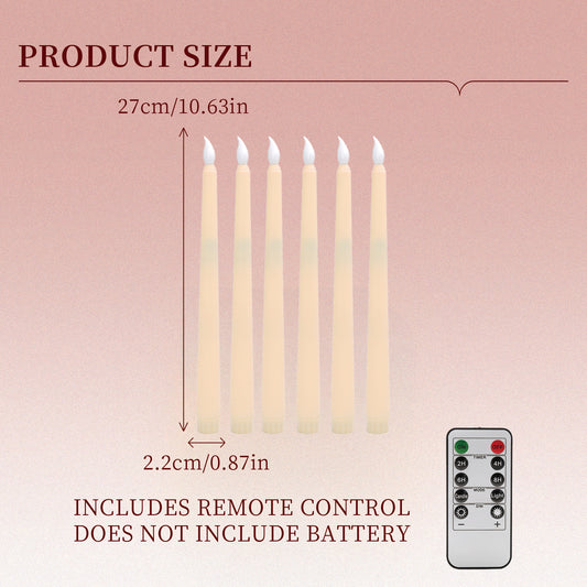 Beige Taper Pillar Candle with Remote Flame Tip