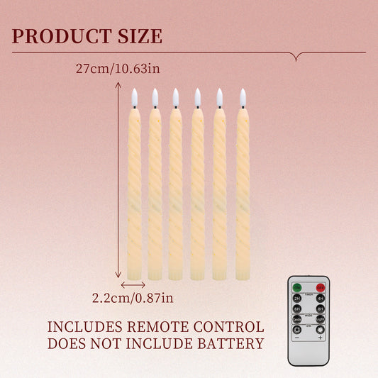 Beige Spiral Pillar Candle, Outer‑Wrapped String Lights Remote Flame Tip